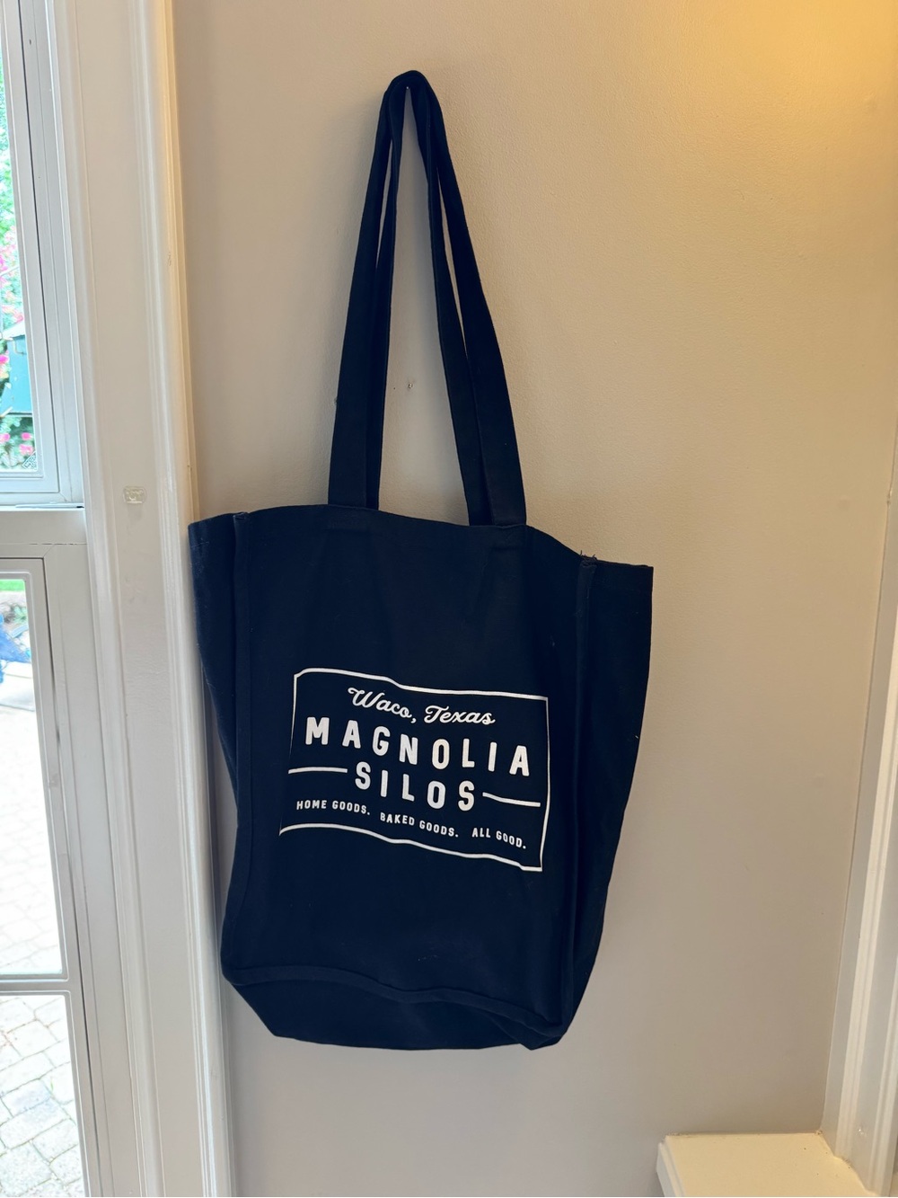 Magnolia Black Tote with White Magnolia Silos Logo